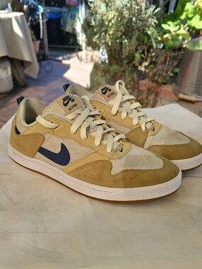 Nike SB AlleyOop Low-Top Sneakers in Tan and Navy